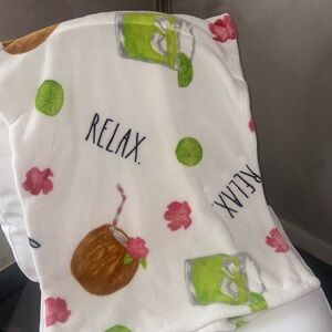 Rae Dunn “Relax” Tropical Fleece Blanket – Coconut & Lime Print